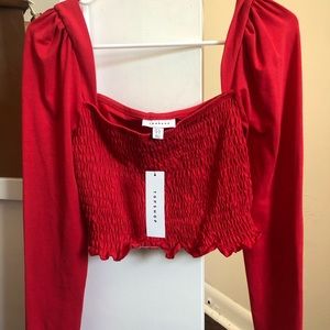 TOPSHOP Long Sleeved Crop-Top Shirt